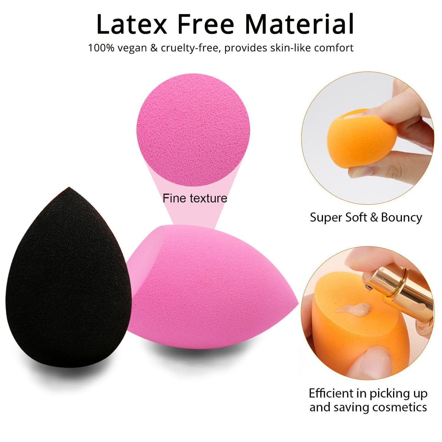 Beauty Blender Sponge Set with Silicone Holder - 6 Makeup Sponges and 1 Travel Case, Ideal for Makeup Bags and Perfect Gifts for Women