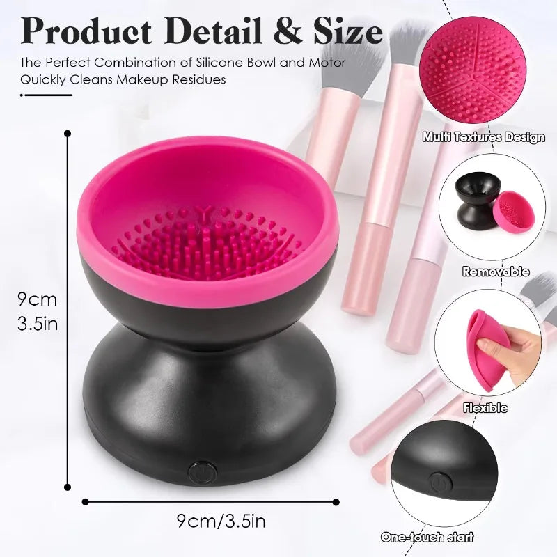 Portable Electric Makeup Brush Cleaner and Dryer with Silicone Technology