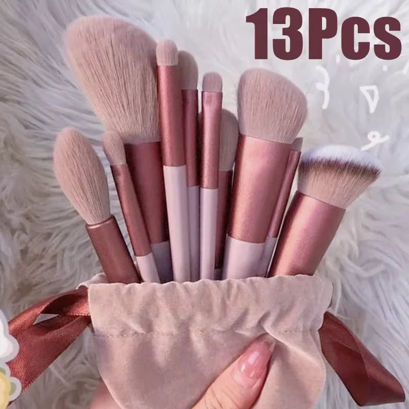 13-Piece Professional Colorful Makeup Brush Set for Eyeshadow, Foundation, and Blush - Soft Beauty Toolkit for Women