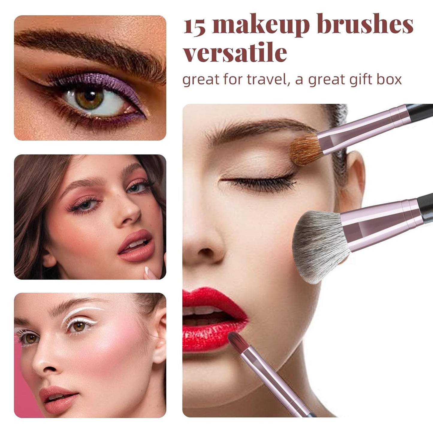 Brush Make up 15Pcs Makeup Brushes Make up Brushes Set Livid for Makeup Professional Makeup Brush Kabuki Foundation Blending Brush Eyeshadows Make up Brush Set Gift for Women